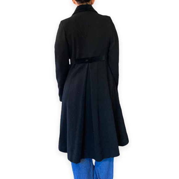 Vintage 90s Trench Swing Coat, Wool Shell, Double Breasted with Velvet Collar - Picture 5 of 6